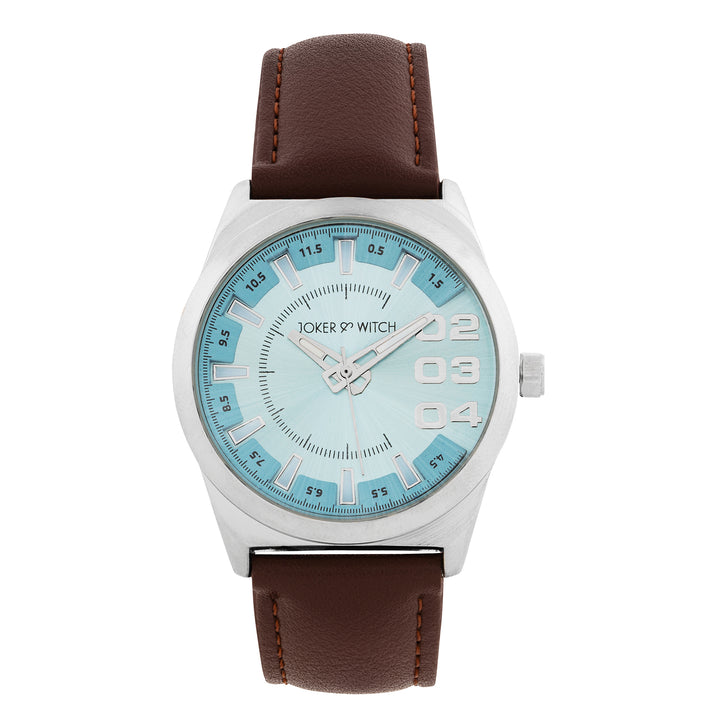 Kodiak Blue Large Dial Brown PU Strap Men's Watch
