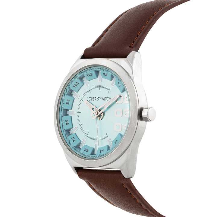 Kodiak Blue Large Dial Brown PU Strap Men's Watch