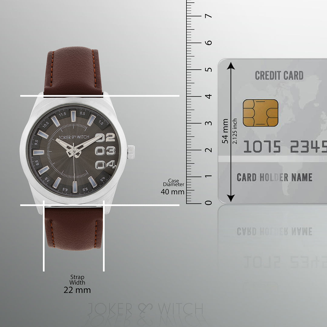 Kodiak Grey Large Dial Brown PU Strap Men's Watch