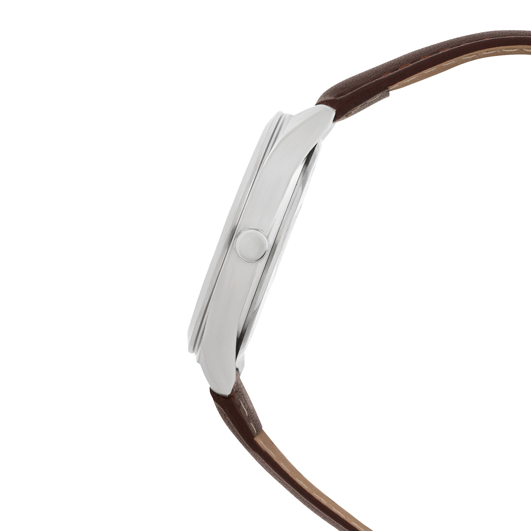 Kodiak Grey Large Dial Brown PU Strap Men's Watch