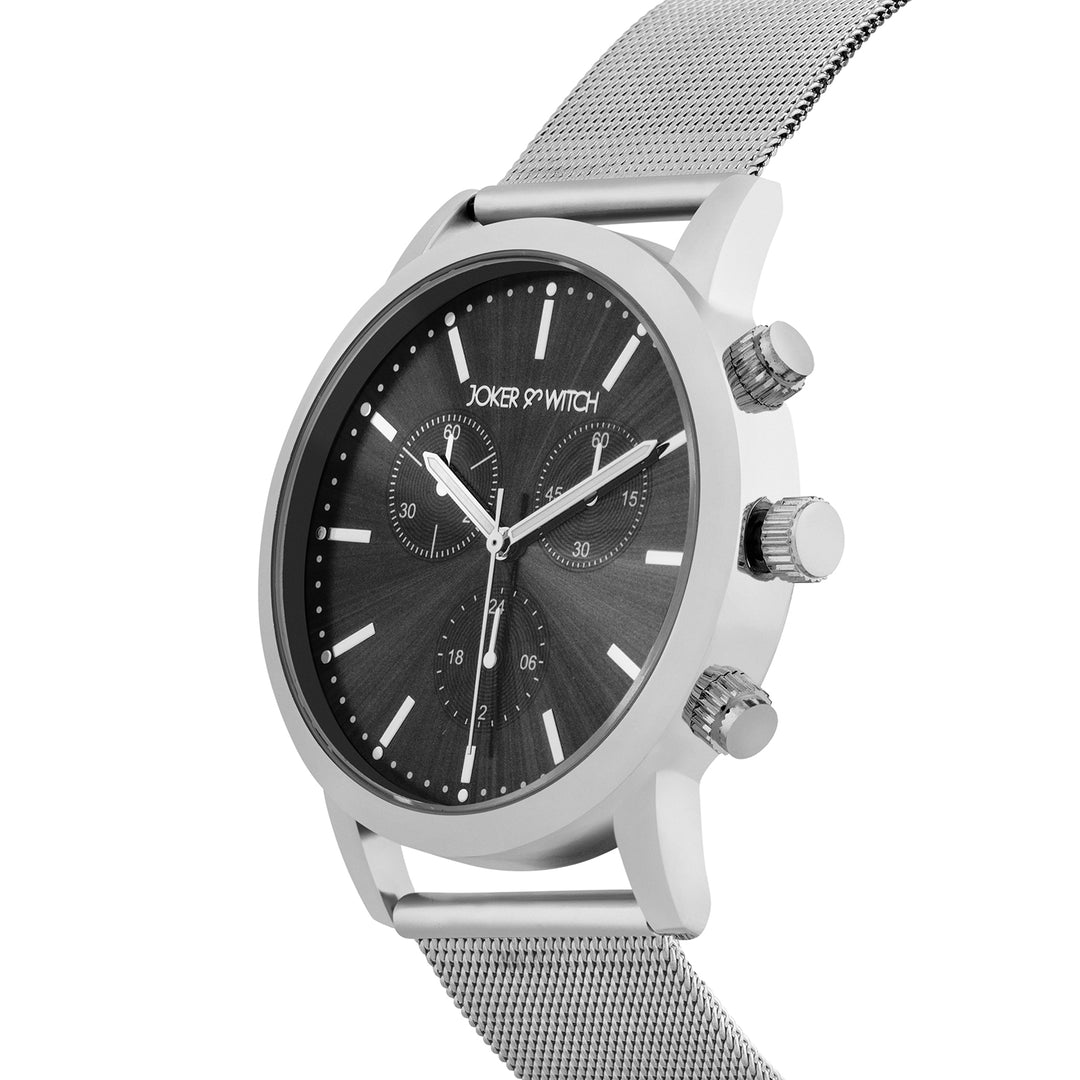 Granite Grey Large Dial Silver Mesh Strap Men's Watch