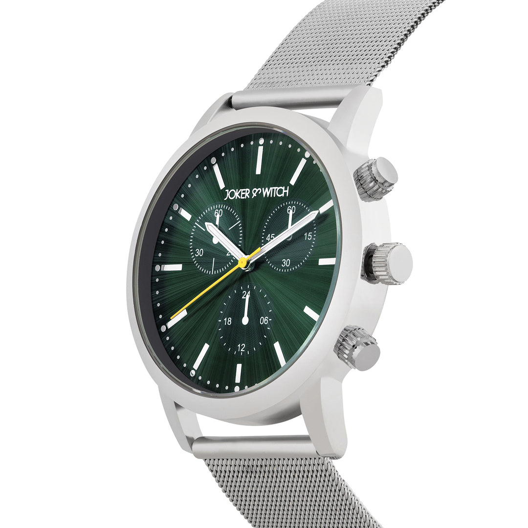 Granite Green Large Dial Silver Mesh Strap Men's Watch