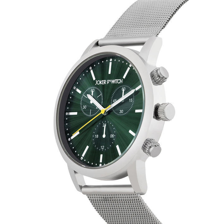 Granite Green Large Dial Silver Mesh Strap Men's Watch