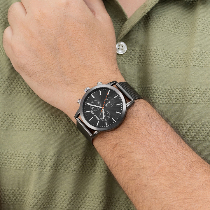 Granite Black Large Dial Mesh Strap Men's Watch