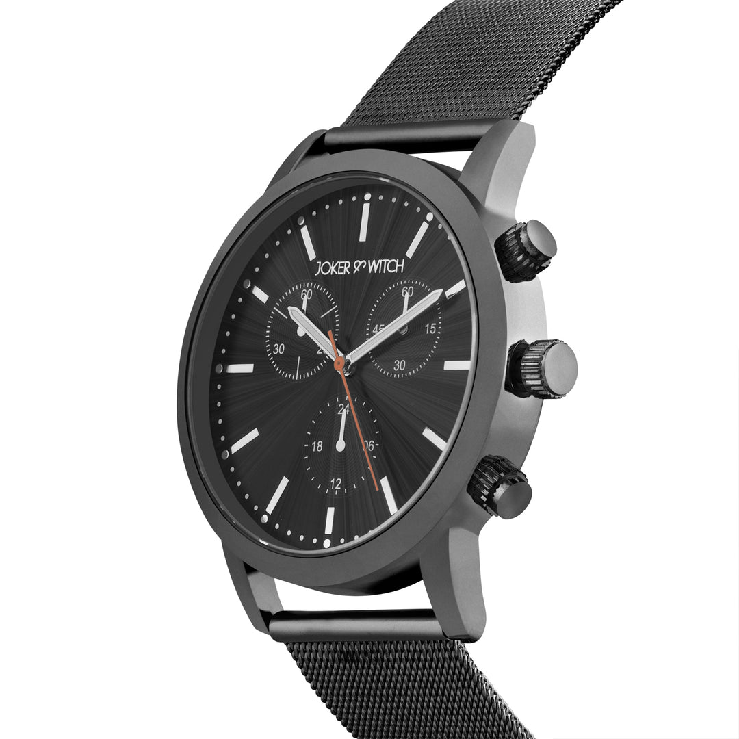 Granite Black Large Dial Mesh Strap Men's Watch