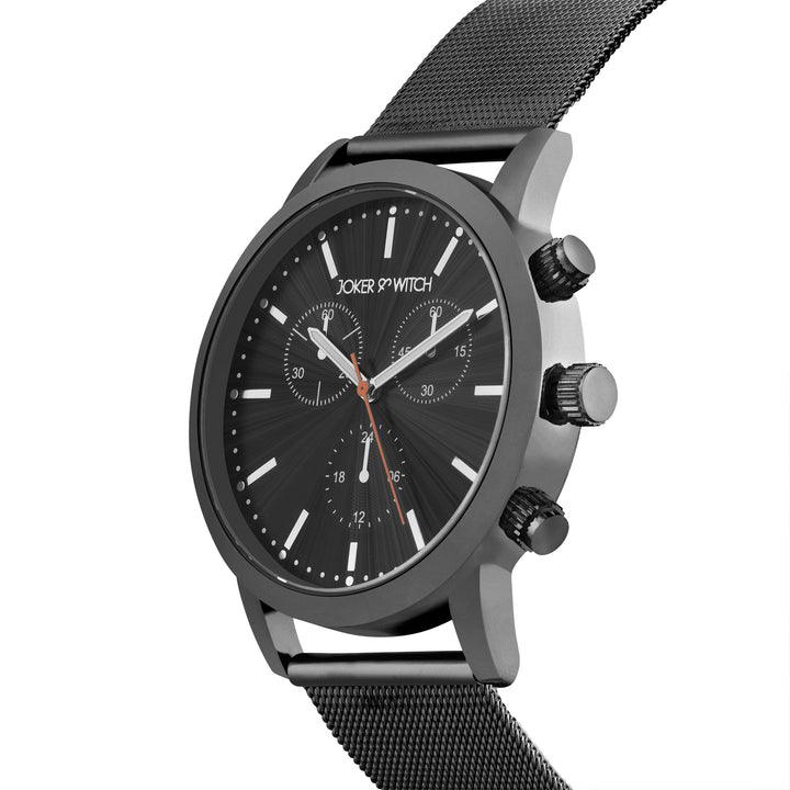 Granite Black Large Dial Mesh Strap Men's Watch