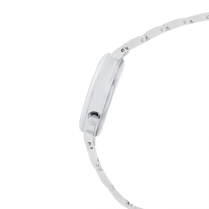 Chantal White Small Rhinestone Dial Silver Linked Chain Strap Women's Watch