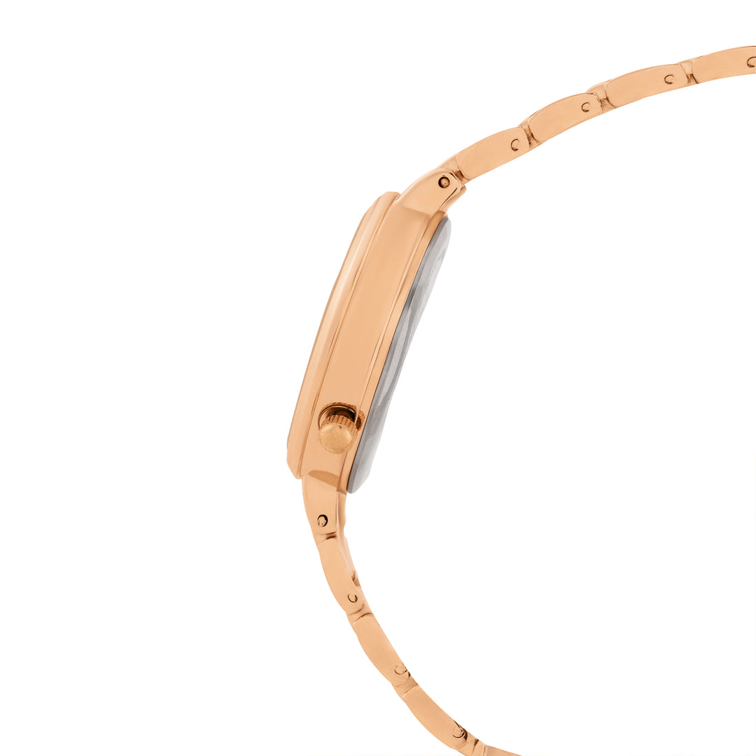 Chantal White Small Rhinestone Dial Rose Gold Linked Chain Strap Women's Watch