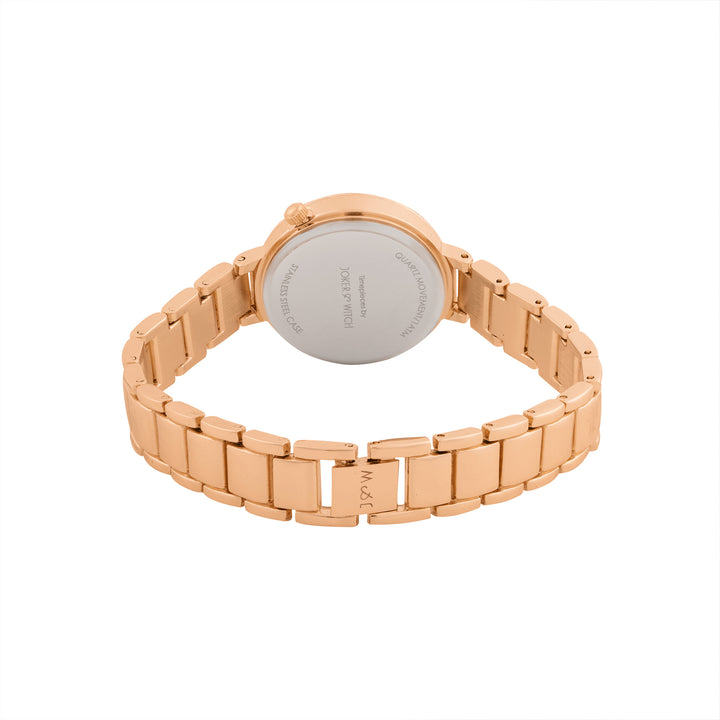 Chantal White Small Rhinestone Dial Rose Gold Linked Chain Strap Women's Watch