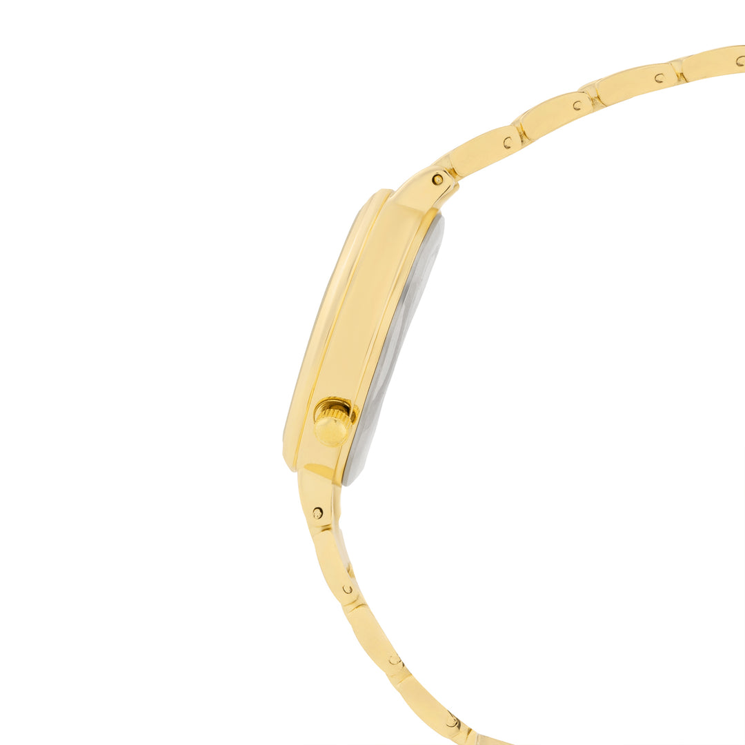 Chantal White Small Rhinestone Dial Gold Linked Chain Strap Women's Watch