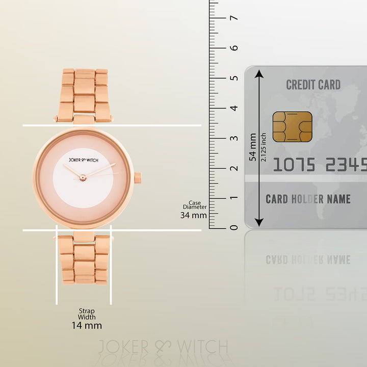 Liora White Medium Dial Rose Gold Linked Chain Strap Women's Watch