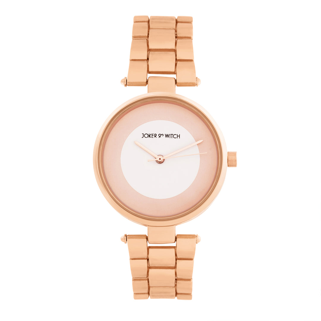 Liora White Medium Dial Rose Gold Linked Chain Strap Women's Watch