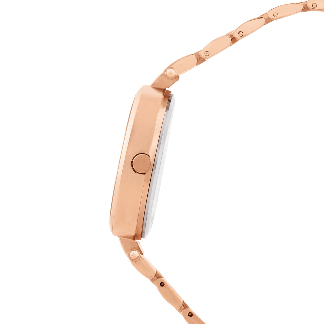 Liora White Medium Dial Rose Gold Linked Chain Strap Women's Watch