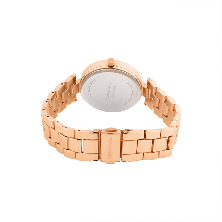 Liora White Medium Dial Rose Gold Linked Chain Strap Women's Watch
