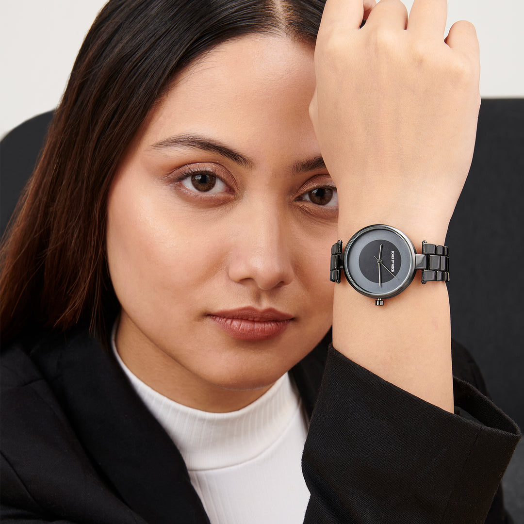 Liora Black Medium Dial Linked Chain Strap Women's Watch