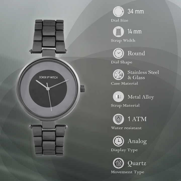 Liora Black Medium Dial Linked Chain Strap Women's Watch