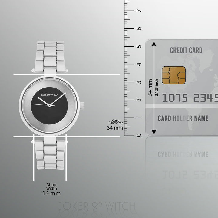 Liora Black Medium Dial Silver Linked Chain Strap Women's Watch