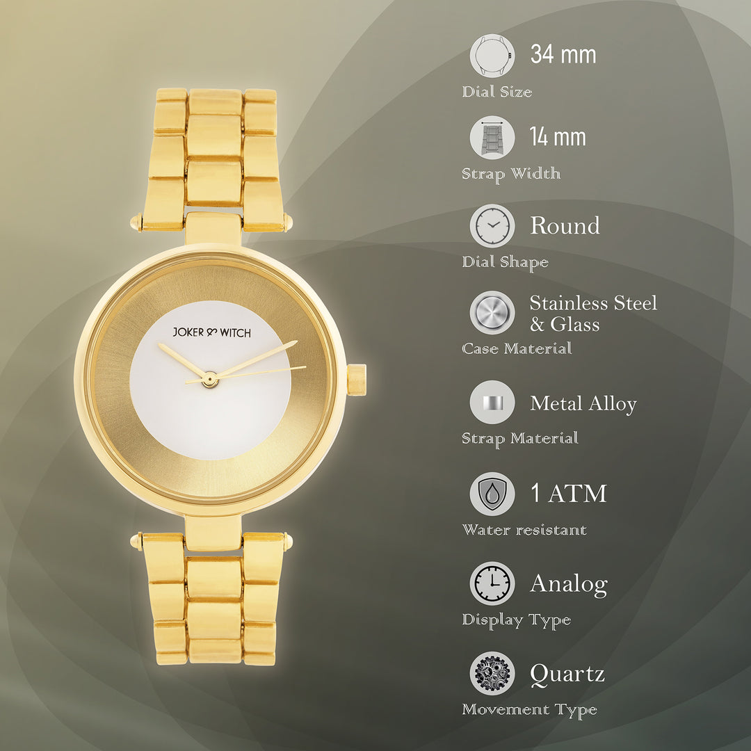 Liora Gold Medium Dial Linked Chain Strap Women's Watch