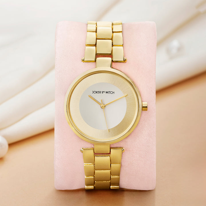 Liora Gold Medium Dial Linked Chain Strap Women's Watch