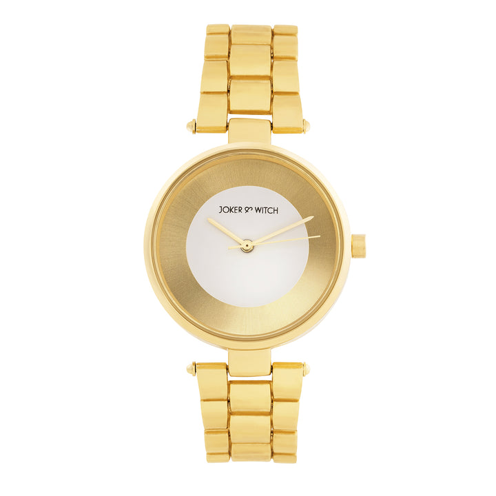 Liora Gold Medium Dial Linked Chain Strap Women's Watch