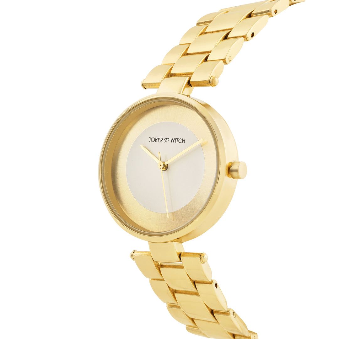 Liora Gold Medium Dial Linked Chain Strap Women's Watch