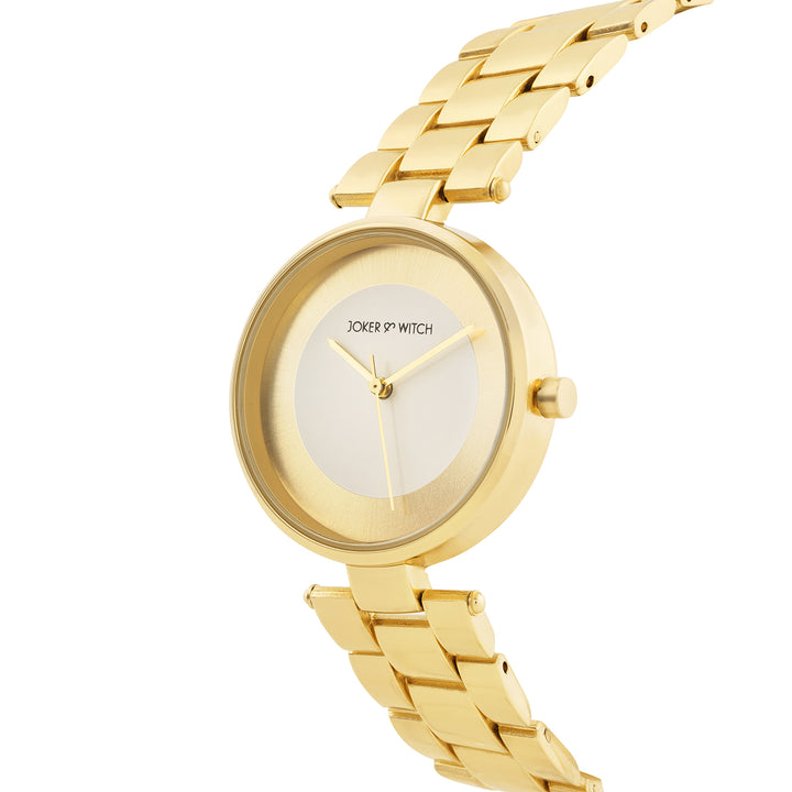 Liora Gold Medium Dial Linked Chain Strap Women's Watch