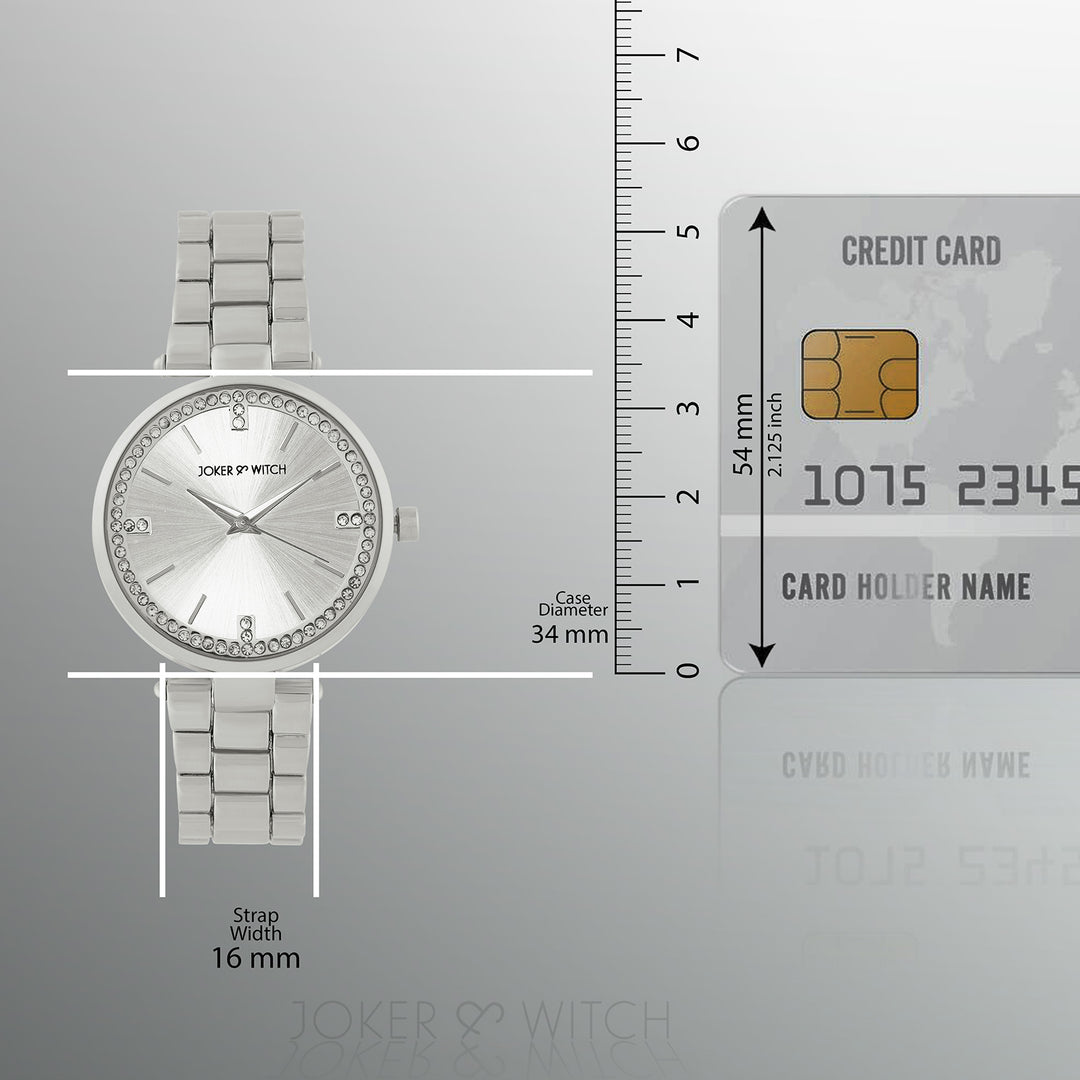 Madonna Silver Medium Rhinestone Dial Linked Chain Strap Women's Watch