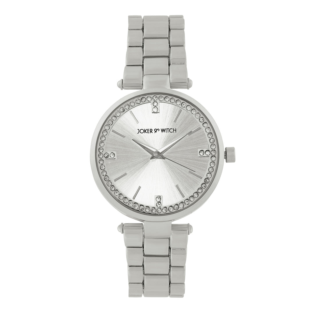 Madonna Silver Medium Rhinestone Dial Linked Chain Strap Women's Watch