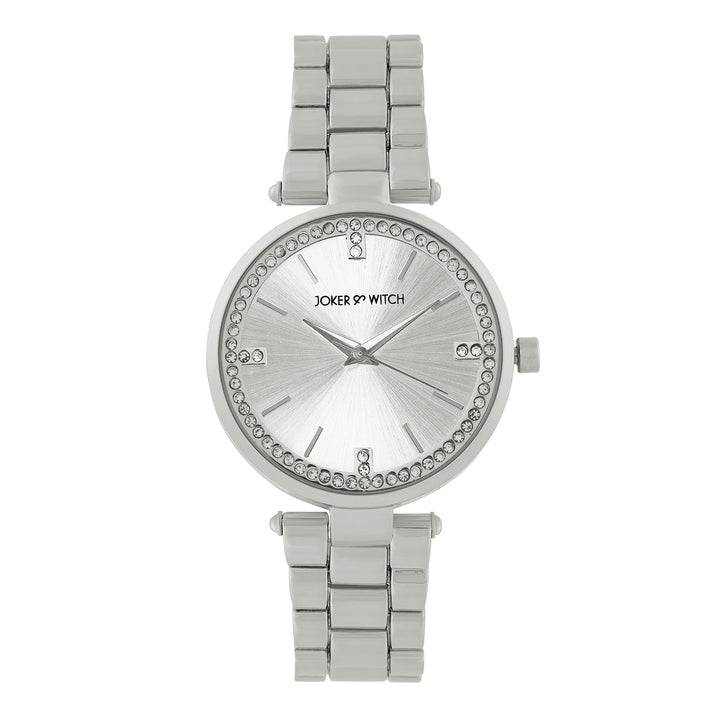 Madonna Silver Medium Rhinestone Dial Linked Chain Strap Women's Watch