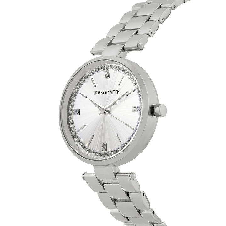 Madonna Silver Medium Rhinestone Dial Linked Chain Strap Women's Watch