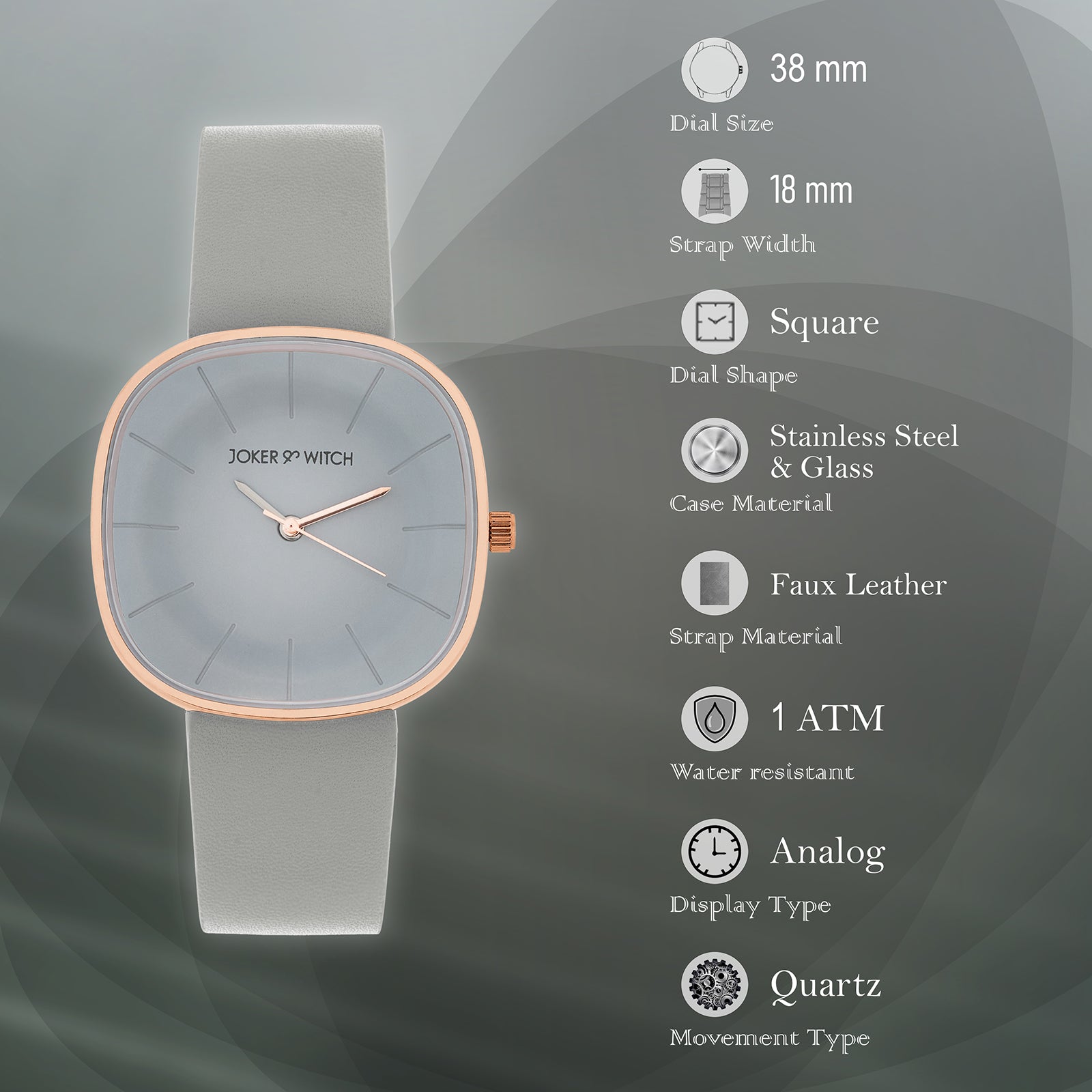 Albin Watch Shop Online Albin Classic Square Dial Watch with A Grey Dial And ...
