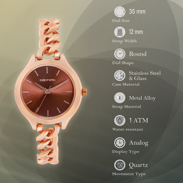 Althea Brown Medium Dial Rose Gold Bracelet Strap Women's Watch