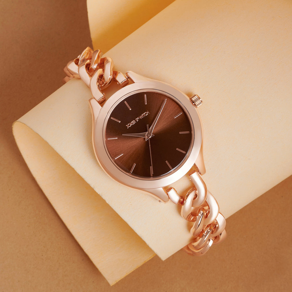 Althea Brown Medium Dial Rose Gold Bracelet Strap Women's Watch