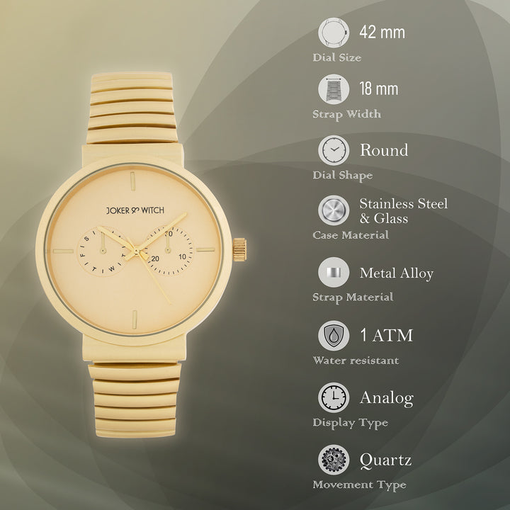 Airo Gold Large Dial Linked Chain Strap Unisex Watch