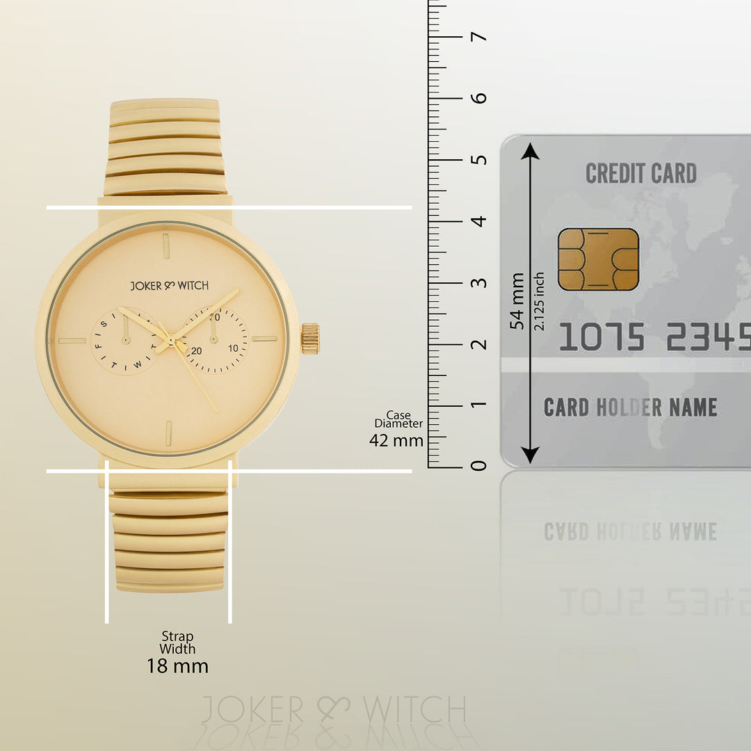 Airo Gold Large Dial Linked Chain Strap Unisex Watch