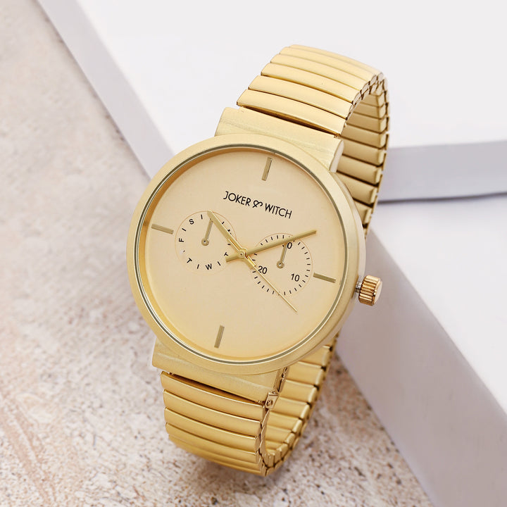 Airo Gold Large Dial Linked Chain Strap Unisex Watch