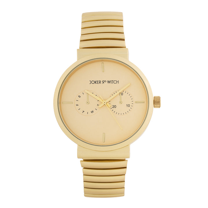 Airo Gold Large Dial Linked Chain Strap Unisex Watch