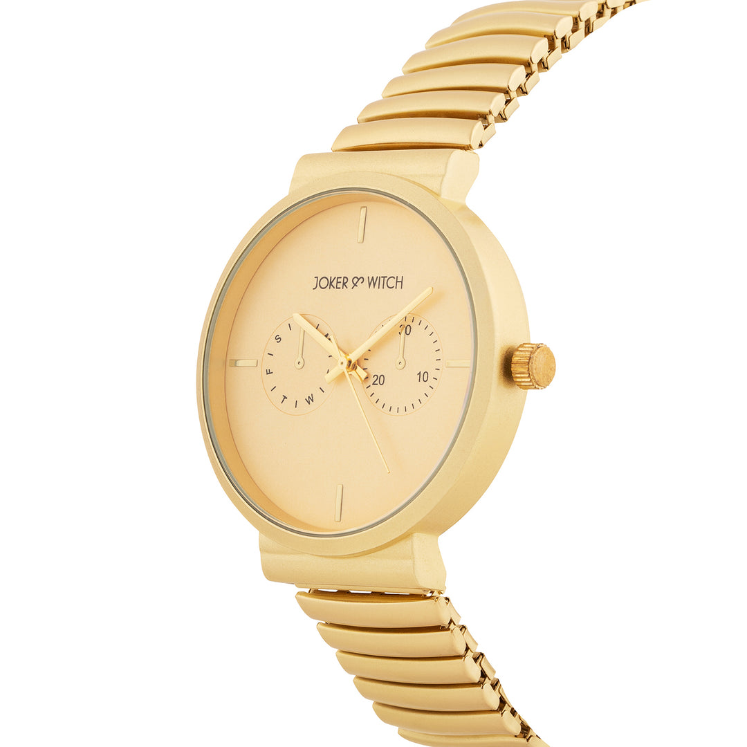 Airo Gold Large Dial Linked Chain Strap Unisex Watch