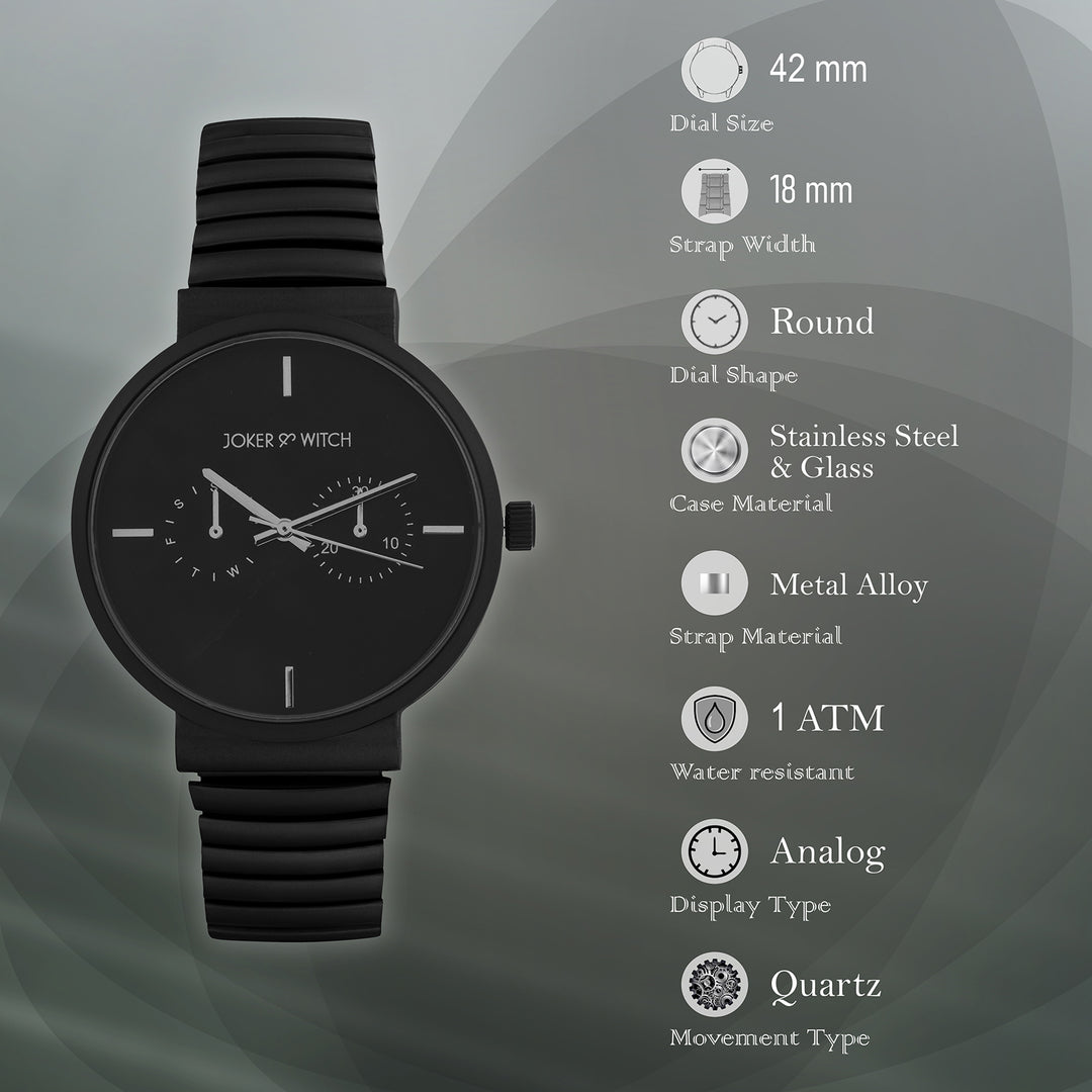 Airo Black Large Dial Linked Chain Strap Unisex Watch