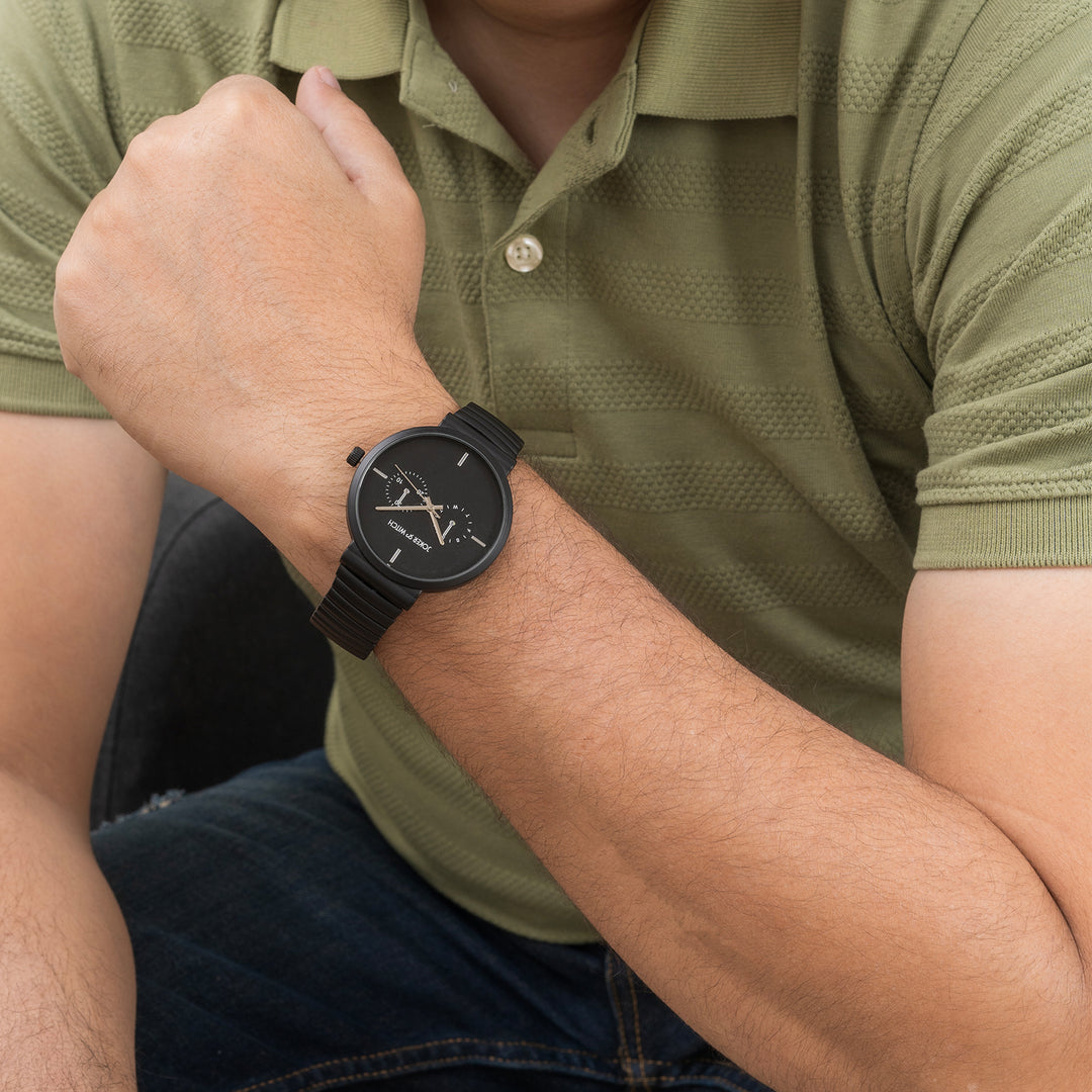 Airo Black Large Dial Linked Chain Strap Unisex Watch