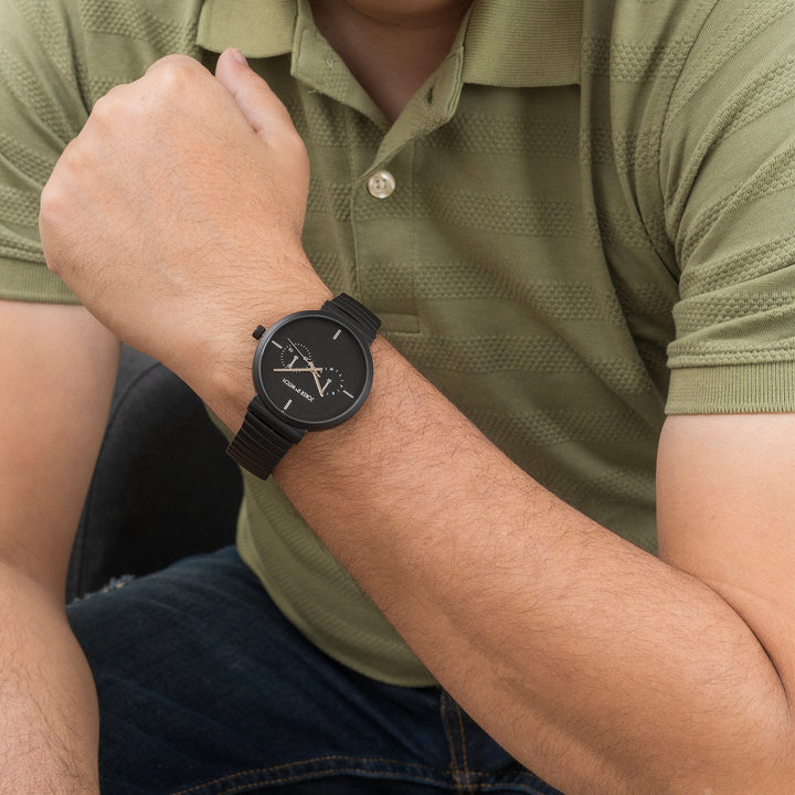 Airo Black Large Dial Linked Chain Strap Unisex Watch