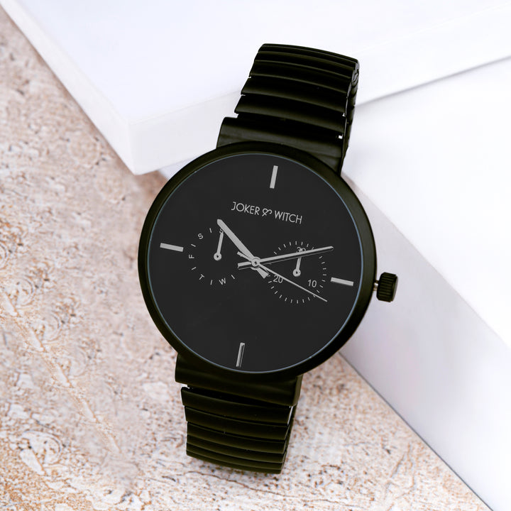 Airo Black Large Dial Linked Chain Strap Unisex Watch