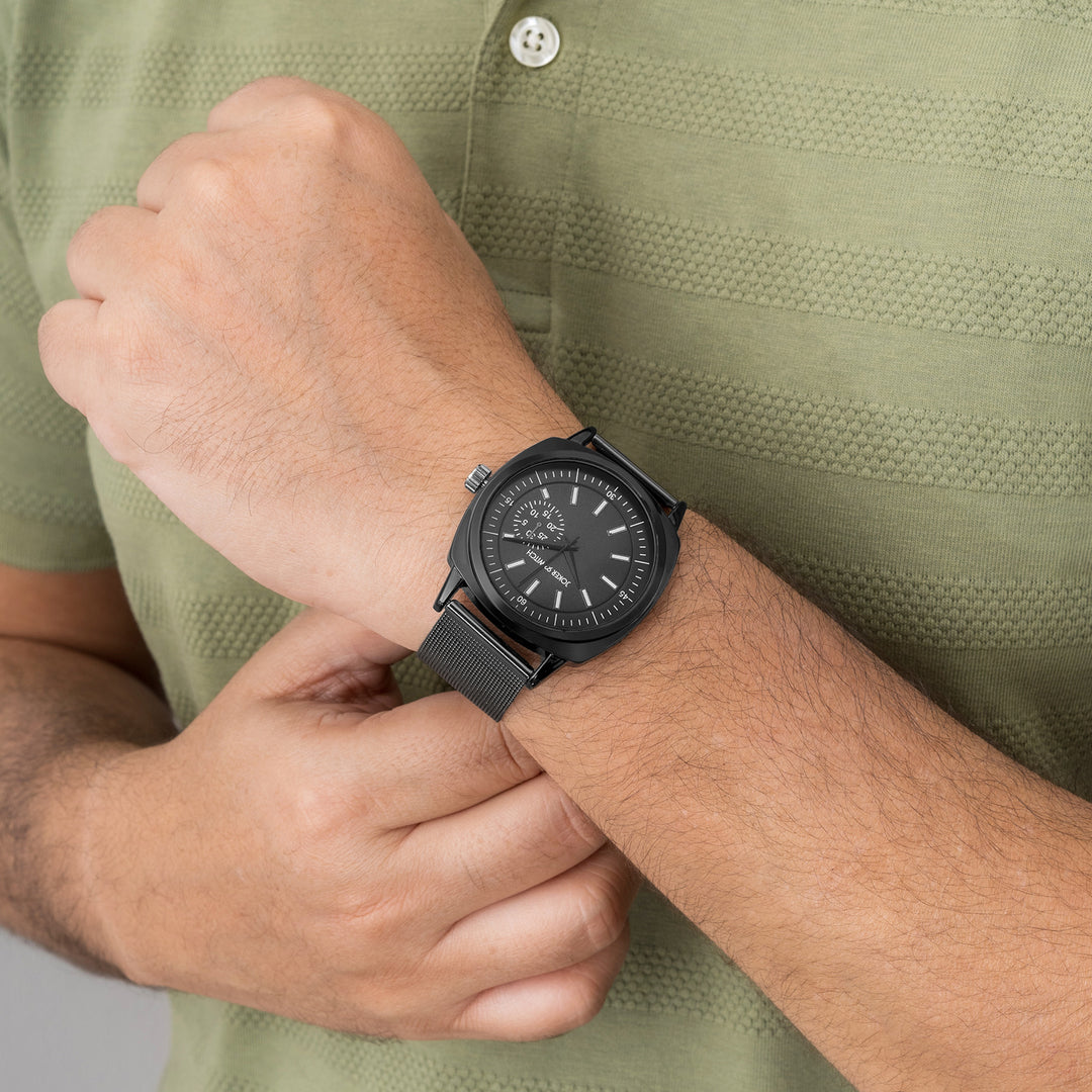 Cadenza Black Large Dial Mesh Strap Men's Watch