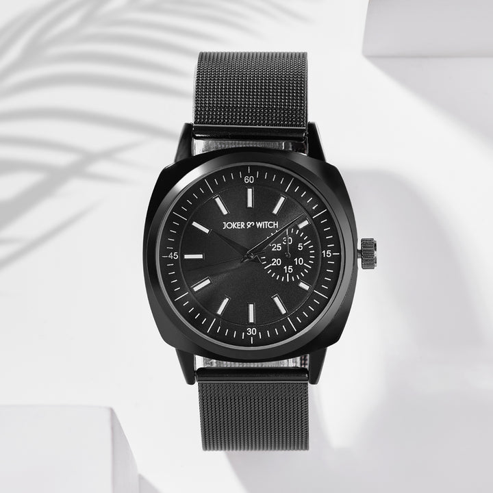 Cadenza Black Large Dial Mesh Strap Men's Watch