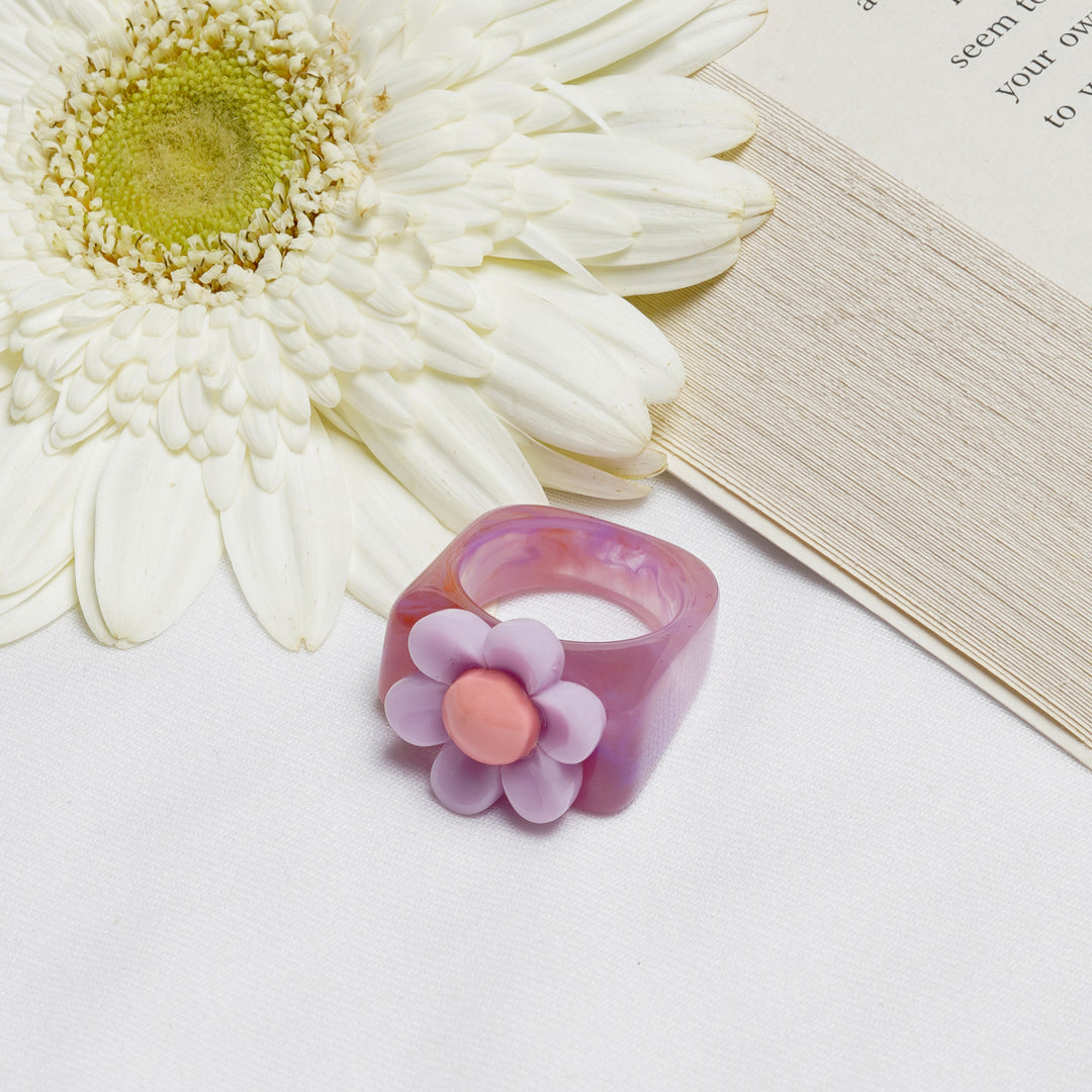 Bewitched Rhoda Purple and Pink Floral Signet Ring