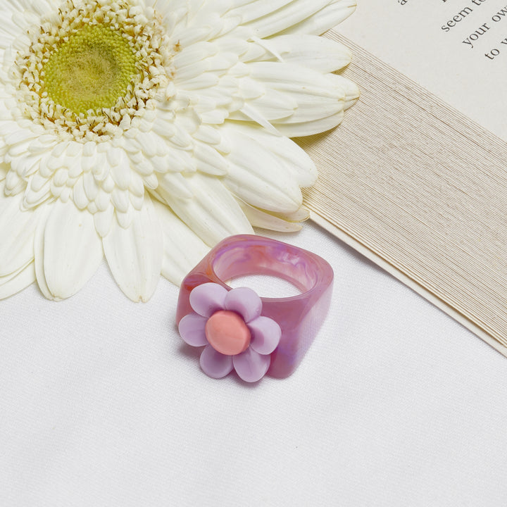 Bewitched Rhoda Purple and Pink Floral Signet Ring