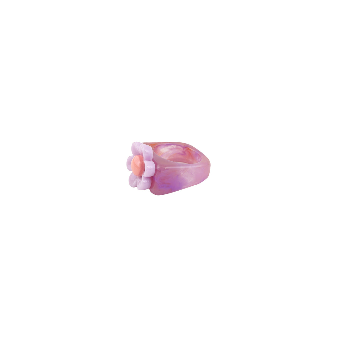 Bewitched Rhoda Purple and Pink Floral Signet Ring