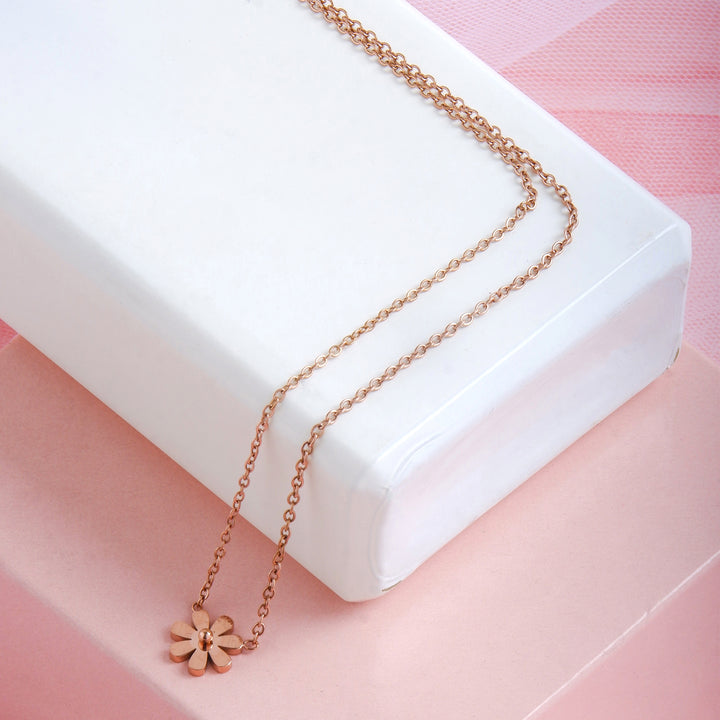 Bewitched Alansa Rosegold Floral Pendant Dainty Necklace