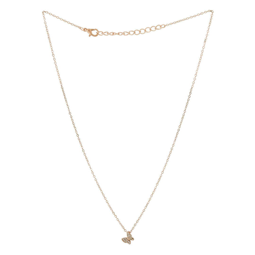Bewitched Kirata Rosegold Rhinestone Butterfly Pendant Necklace