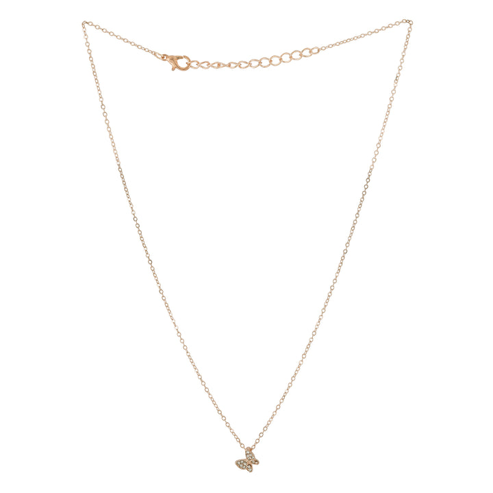 Bewitched Kirata Rosegold Rhinestone Butterfly Pendant Necklace